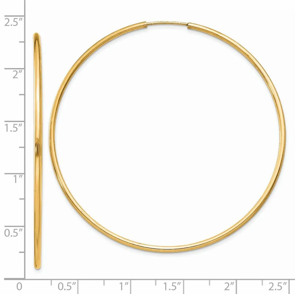 1.5mm x 57mm 14k Yellow Gold Polished Round Endless Hoop Earrings