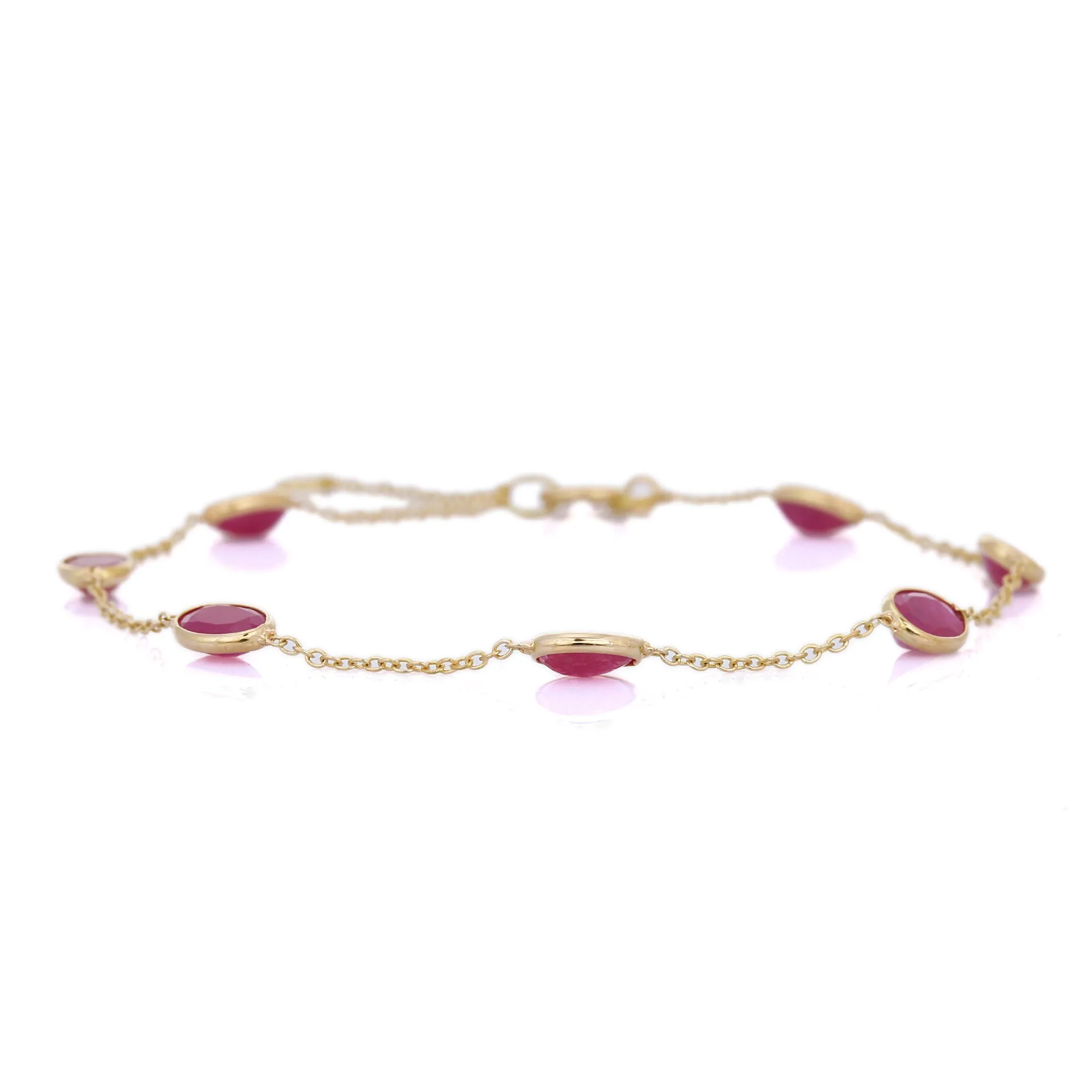 18K Yellow Gold Bracelet with Ruby Gemstone