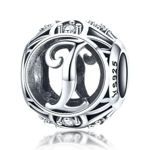 925 Sterling Silver 26 English Letter Beads For Diy Bracelets & Necklaces Style - I