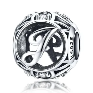 925 Sterling Silver 26 English Letter Beads For Diy Bracelets & Necklaces Style - J