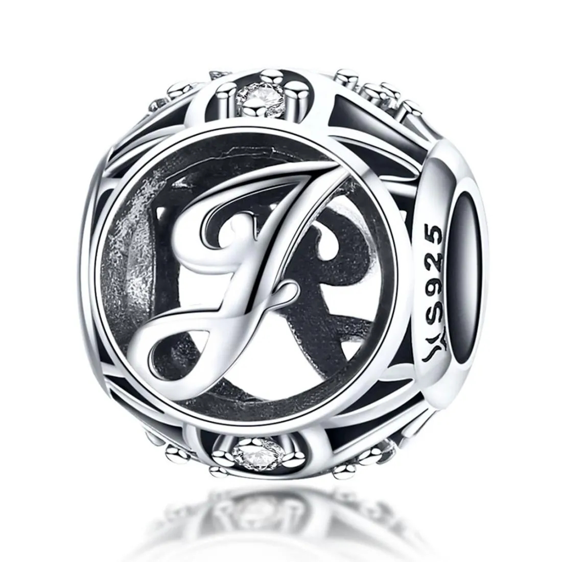 925 Sterling Silver 26 English Letter Beads For Diy Bracelets & Necklaces Style - J