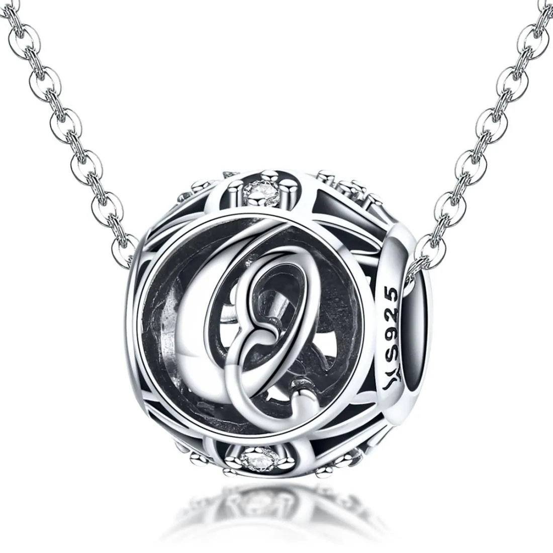 925 Sterling Silver 26 English Letter Beads For Diy Bracelets & Necklaces Style - Q