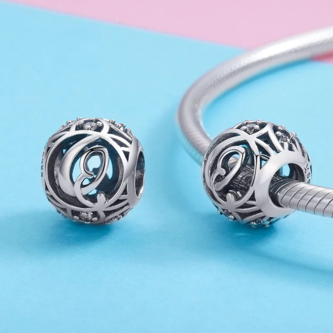 925 Sterling Silver 26 English Letter Beads For Diy Bracelets & Necklaces Style - Q