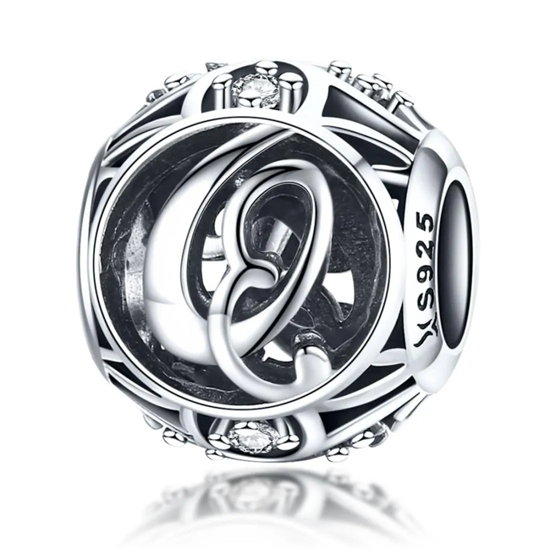 925 Sterling Silver 26 English Letter Beads For Diy Bracelets & Necklaces Style - Q