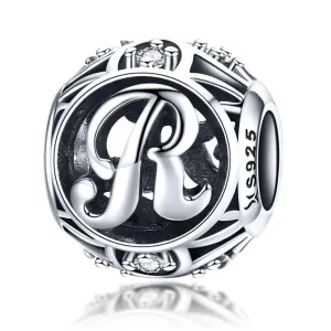925 Sterling Silver 26 English Letter Beads For Diy Bracelets & Necklaces Style - R