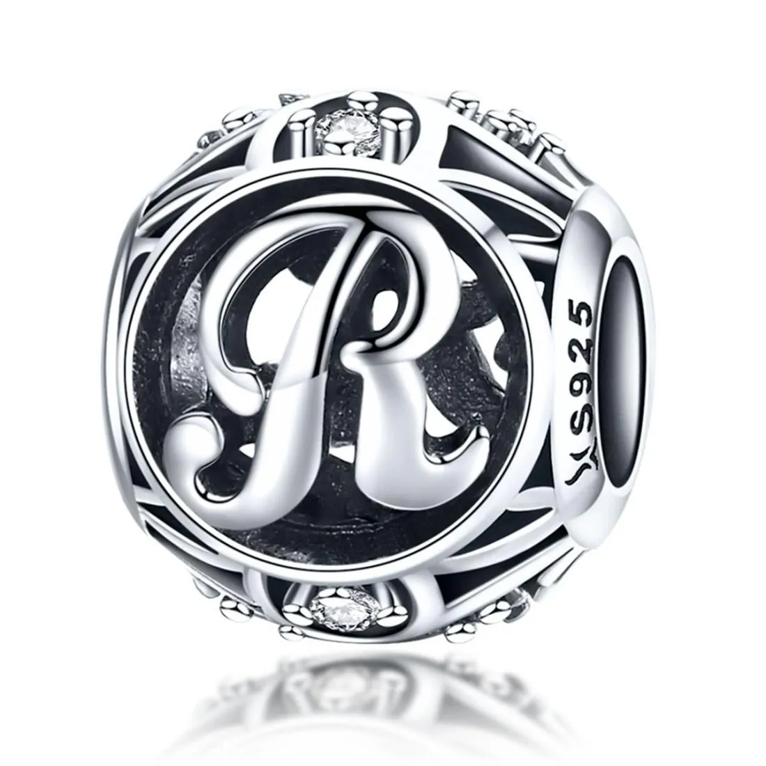 925 Sterling Silver 26 English Letter Beads For Diy Bracelets & Necklaces Style - R