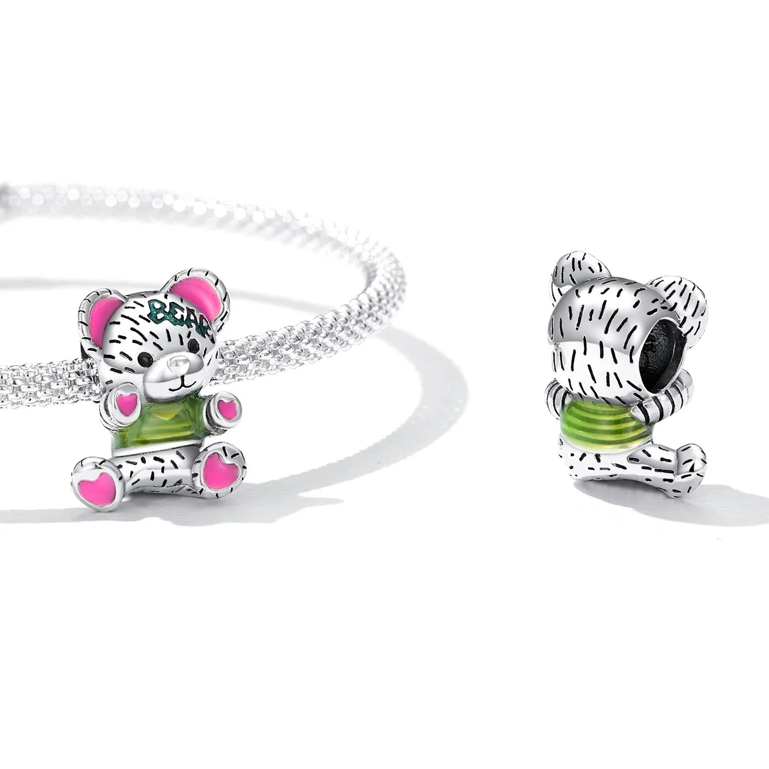 925 Sterling Silver Bear Beads For Diy Bracelets & Necklaces
