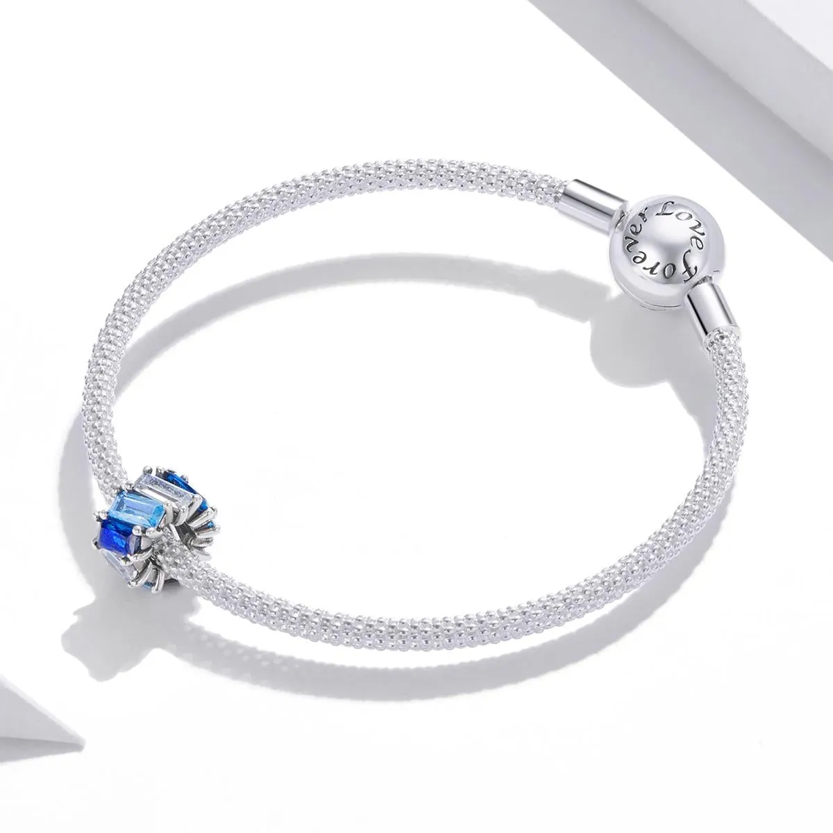 925 Sterling Silver Blue Zircon Cube Beads For Diy Bracelets & Necklaces