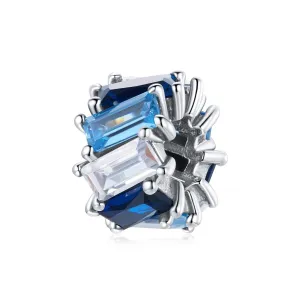 925 Sterling Silver Blue Zircon Cube Beads For Diy Bracelets & Necklaces