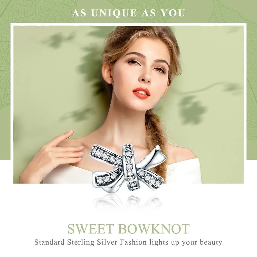 925 Sterling Silver Bow Beads For Diy Bracelets & Necklaces