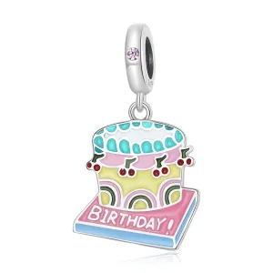 925 Sterling Silver Cherry Cake Pendant For Bracelet Or Necklace