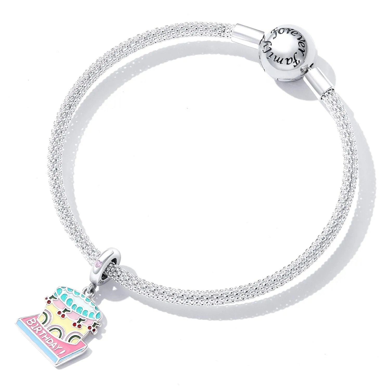 925 Sterling Silver Cherry Cake Pendant For Bracelet Or Necklace