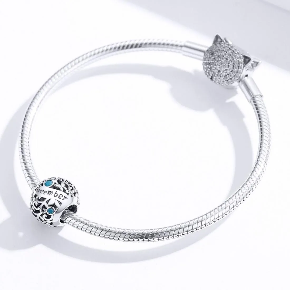 925 Sterling Silver Diy Birthstone Bracelet & Necklace Set December Style - December