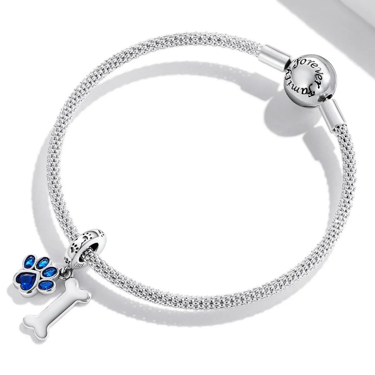 925 Sterling Silver Dog Paw Bone Pendant For Bracelet Or Necklace