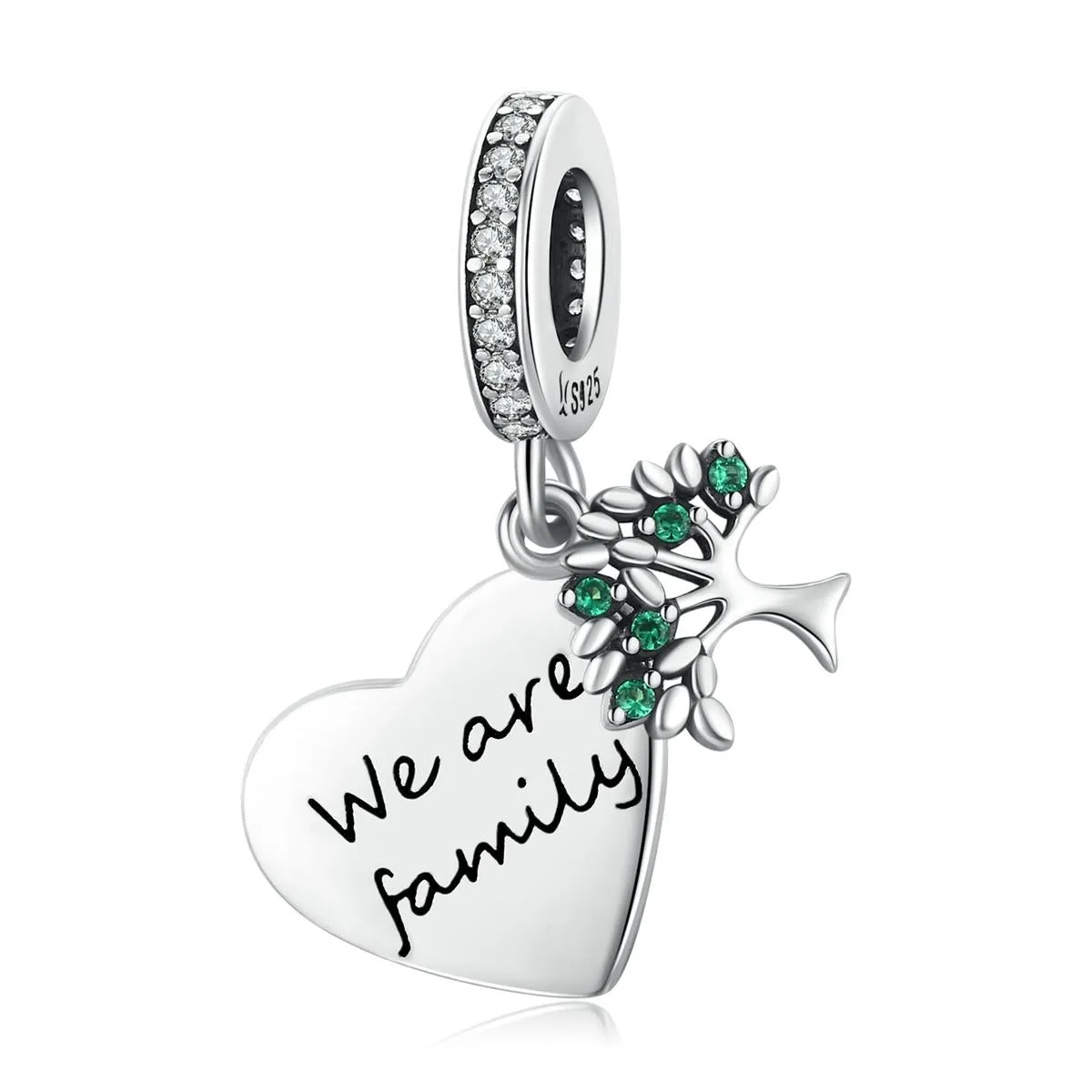 925 Sterling Silver Heart Tree Pendant For Bracelet Or Necklace