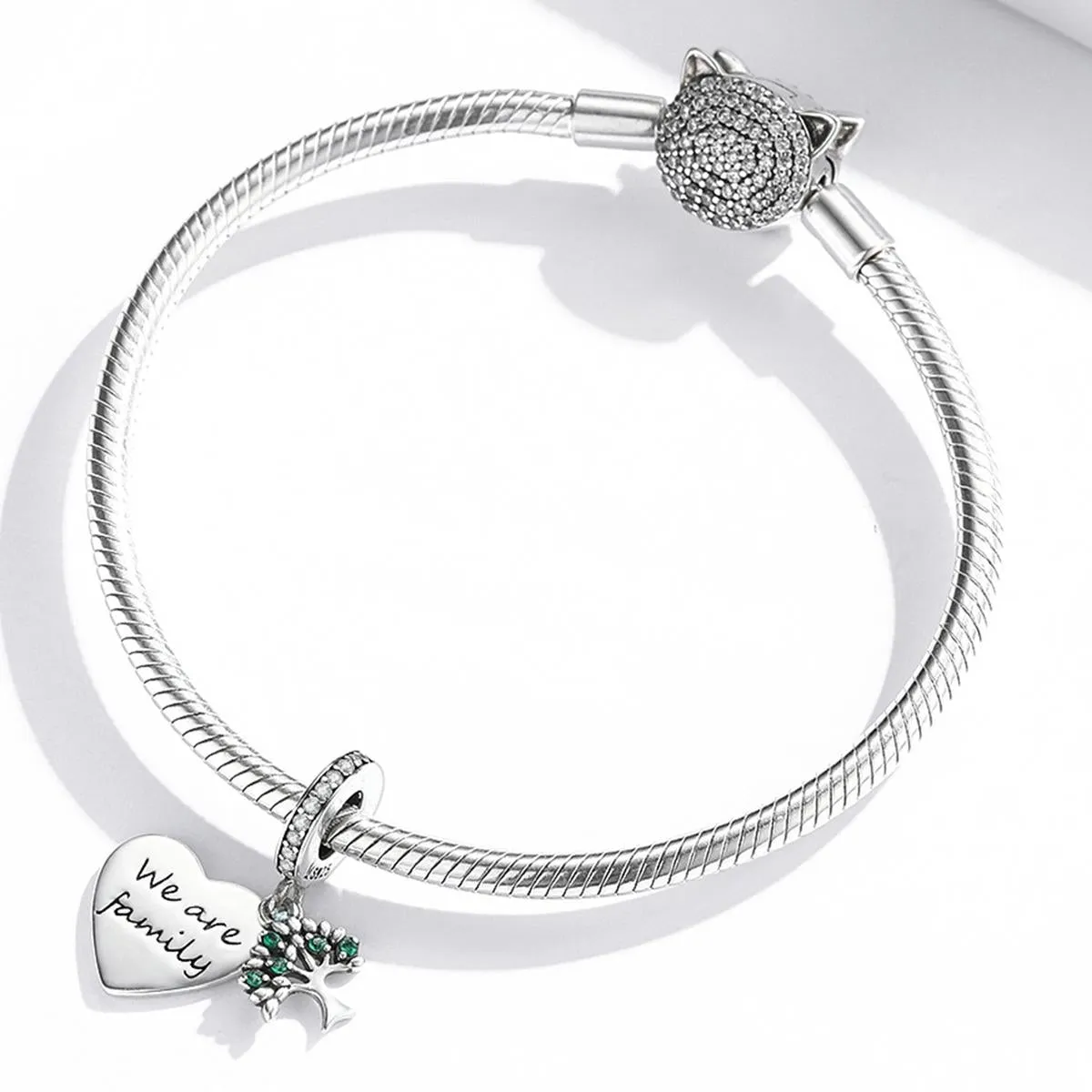 925 Sterling Silver Heart Tree Pendant For Bracelet Or Necklace