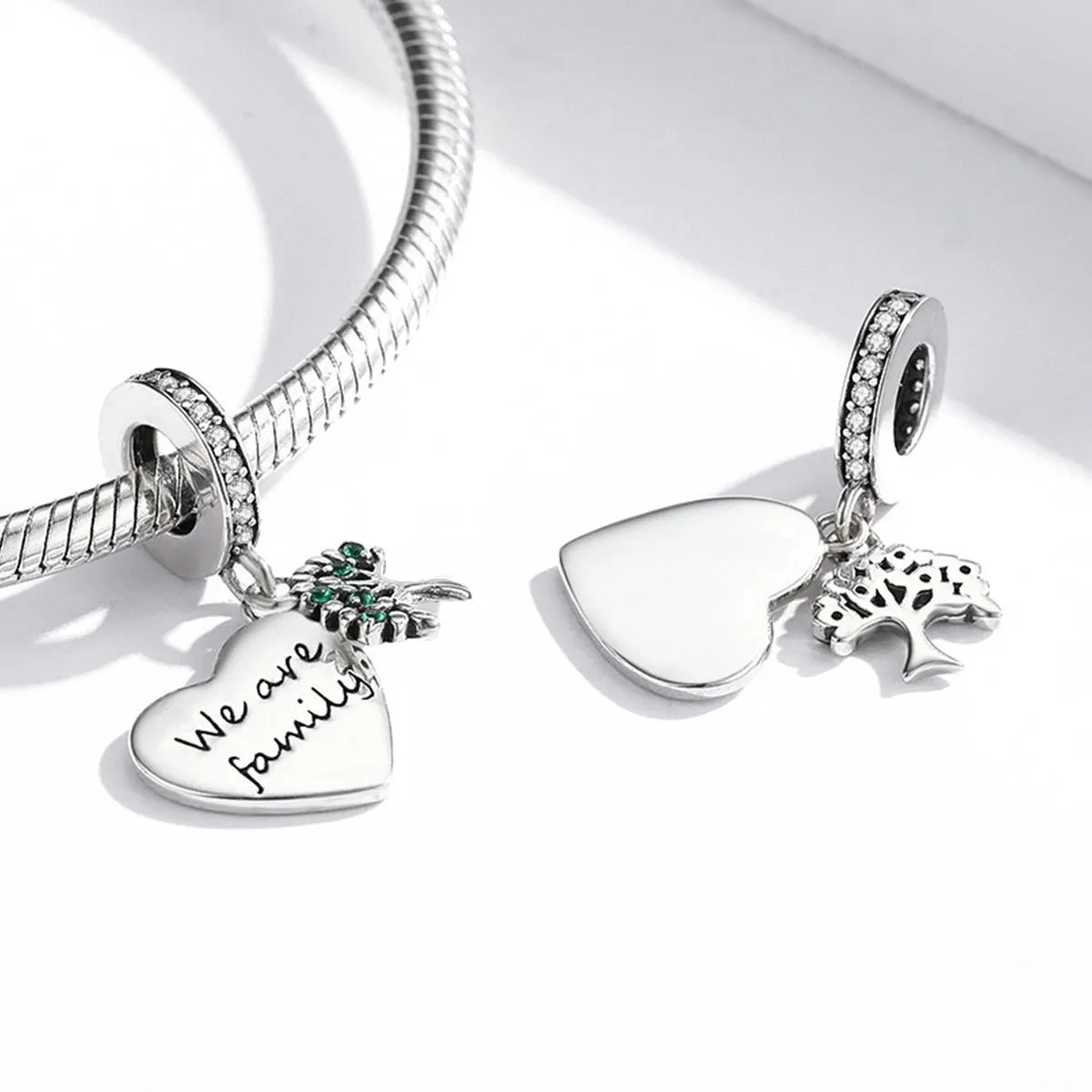 925 Sterling Silver Heart Tree Pendant For Bracelet Or Necklace