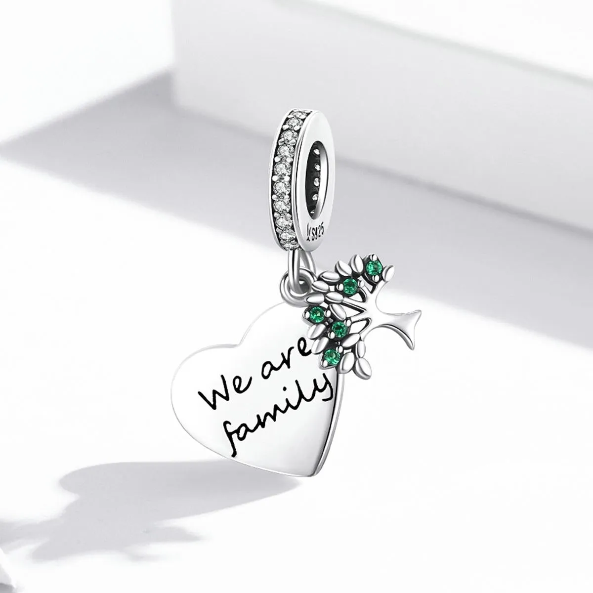 925 Sterling Silver Heart Tree Pendant For Bracelet Or Necklace