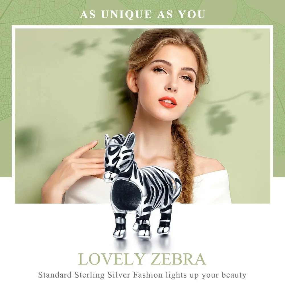 925 Sterling Silver Zebra Bead Bracelet / Necklace Accessory