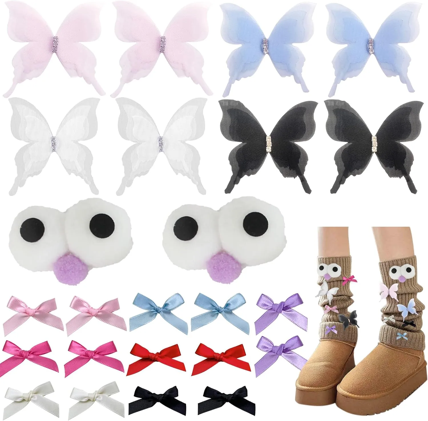AGLOO DIY Charms for Socks - 24Pcs Safety Pin Brooches Sock Charms for Hat, Clothing, Shoes Decoration - Fashion Accessories for Women