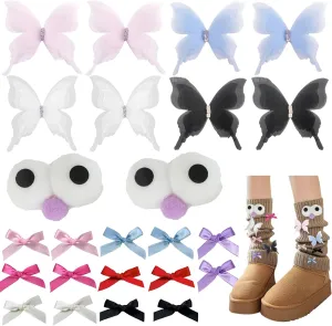 AGLOO DIY Charms for Socks - 24Pcs Safety Pin Brooches Sock Charms for Hat, Clothing, Shoes Decoration - Fashion Accessories for Women