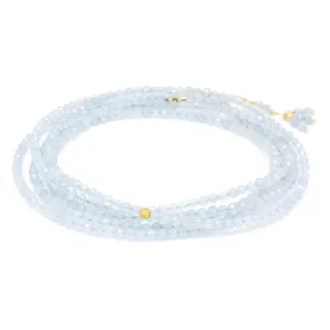 Anne Sportun Milky Aquamarine Bead Wrap Bracelet Necklace B098G-MILK.AQ