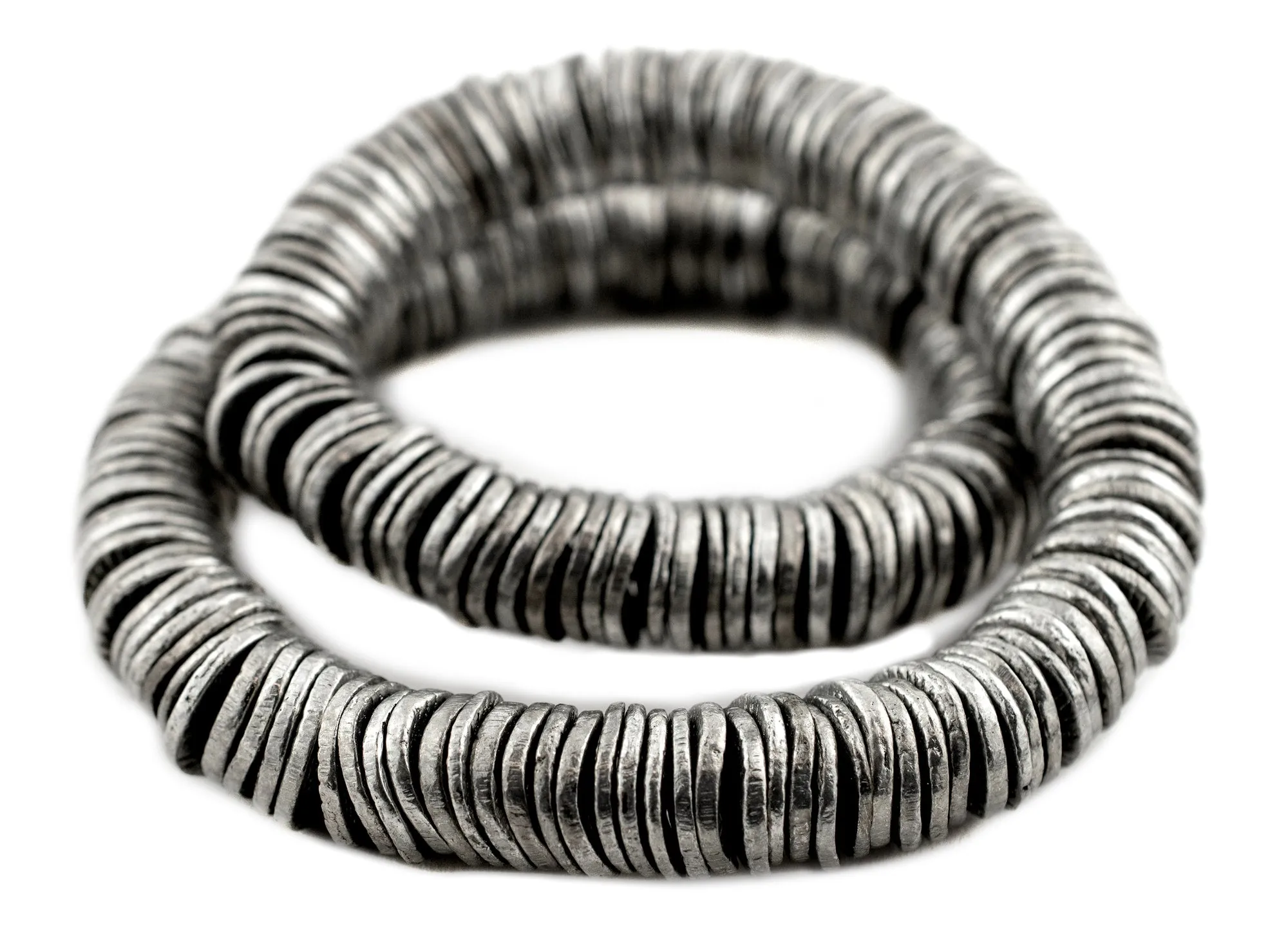 Antique Silver Wavy Crisp Beads (13mm, 8 Inch Strand)
