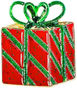 Christmas Gift Box Lapel Brooch Pin Xmas Festive Present Enamel Pins Sweater Scarves Dress Suit Coat Badges Brooches Pins Fashion New Year Jewelry Gifts for Women Girls Clothes Accessories Clips
