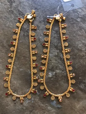 Designer Gold Plated Stone Studded Anklet/ Payal
