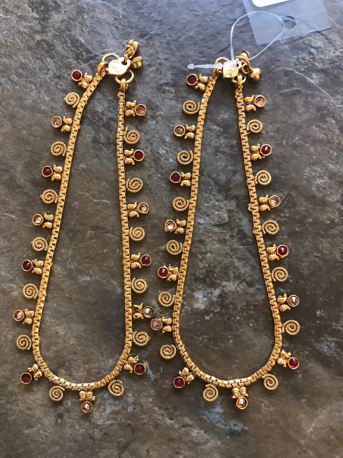 Designer Gold Plated Stone Studded Anklet/ Payal
