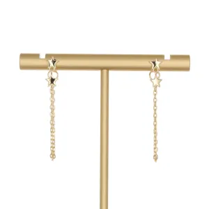 DOUBLE STAR CHAIN STUD EARRING