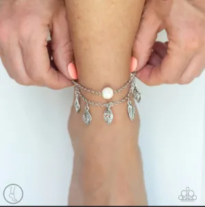 Earthy Explorer White Anklet - Paparazzi Accessories