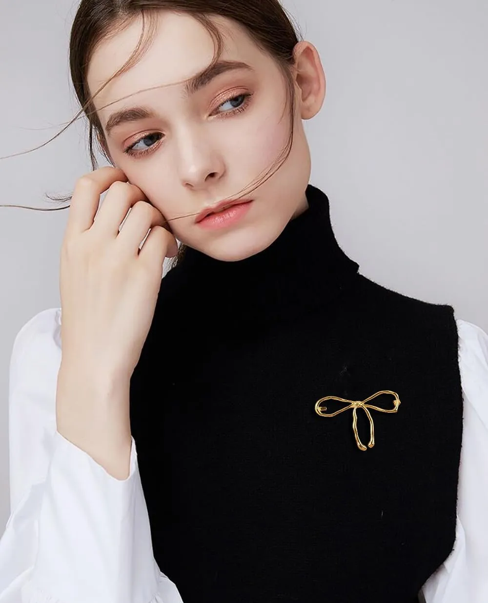 Fashion Bow Knot Lapel Brooch Pin Elegant Ribbon Bow Tie Pins Clip Sweater Hat Scarves Dress Suit Corsage Gardigan Brooches Minimalist Christmas Birthday Jewelry Gifts for Women Girls Accessories