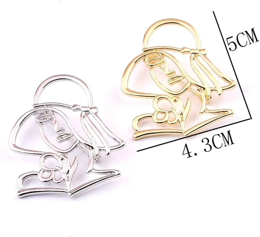Fashion Lady Figure Booch Pin Abstract Hollow Girl Pin Clip Sweater Hat Coat Suit Dress Badges Brooches Pins for Women Girls Minimalist Jewelry Gift