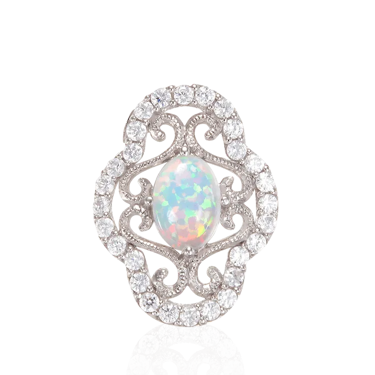 Floating Arabesque Filigree Opal Pendant