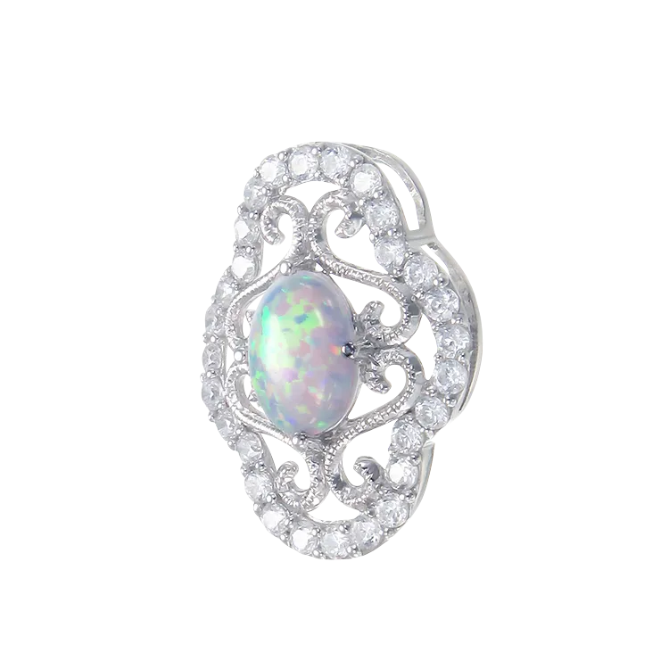 Floating Arabesque Filigree Opal Pendant