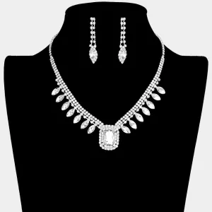 iLLASPARKZ Emerald Cut Stone Centered Rhinestone Necklace