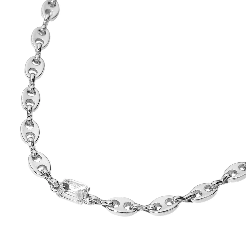 iLLASPARKZ Emerald Cut Stone Cluster Pointed Metal Mariner Link Chain Necklace