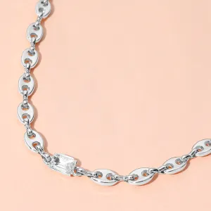 iLLASPARKZ Emerald Cut Stone Cluster Pointed Metal Mariner Link Chain Necklace