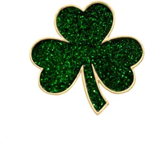 Minimalist Glitter Four Leaf Clover Green Brooch Lapel Pins for Women Girls Vintage Flower Shamrock Brooches Lucky Decor Dress Clothes Accessories St Patrick's Day Birthday Party Jewelry Gift