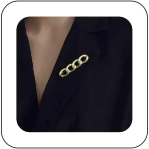 Minimalist Gold Chain Brooch Pin Metal Chunky Chain Brooches Lapel Pin Cuban Chain Suit Brooch Pins Scarf Button Buckle Brooch Accassories Dainty Chain Link Brooch Pin Decorative for Women