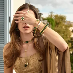 Raina Hydro Emerald, Pearl & CZ Bolo Necklace