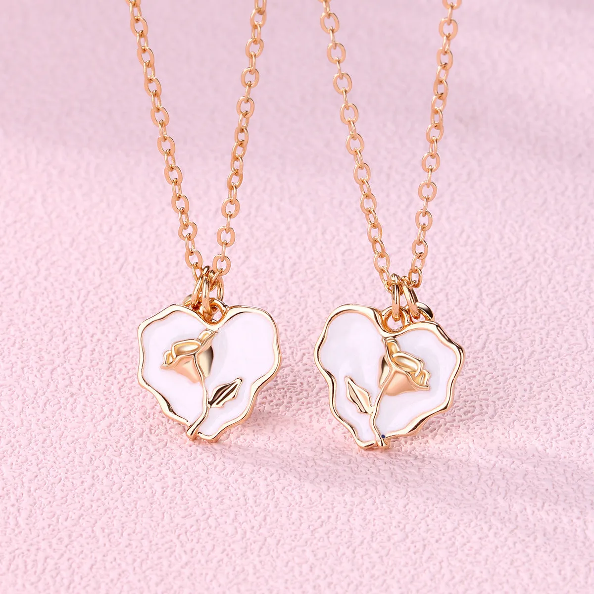 Rose Matching Best Friend Necklaces Gift Set for 2