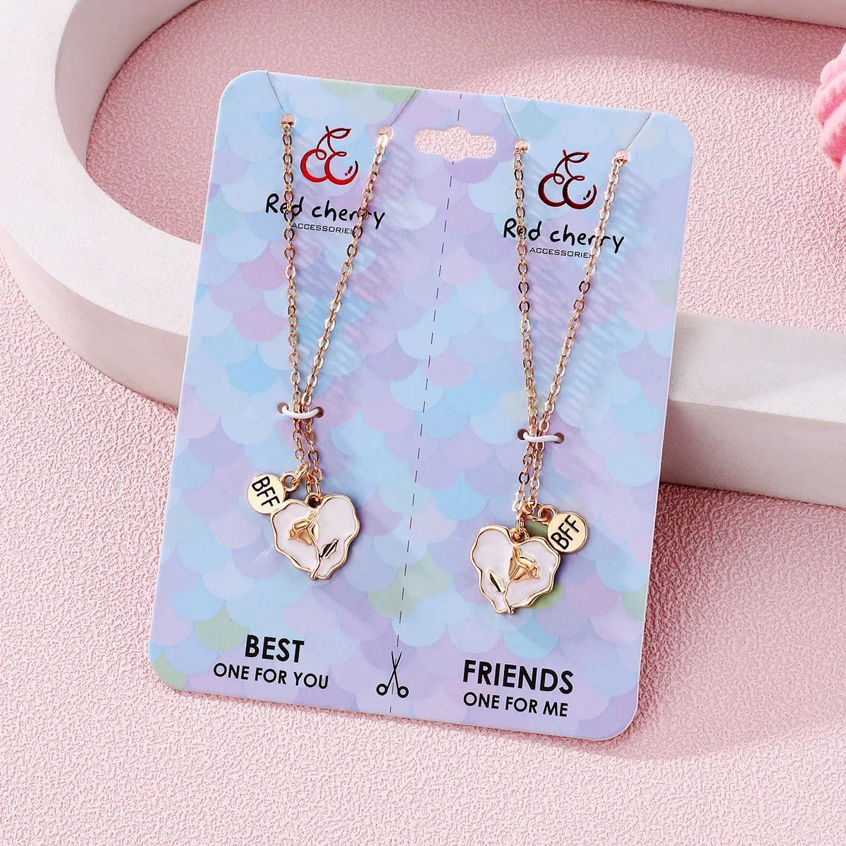 Rose Matching Best Friend Necklaces Gift Set for 2
