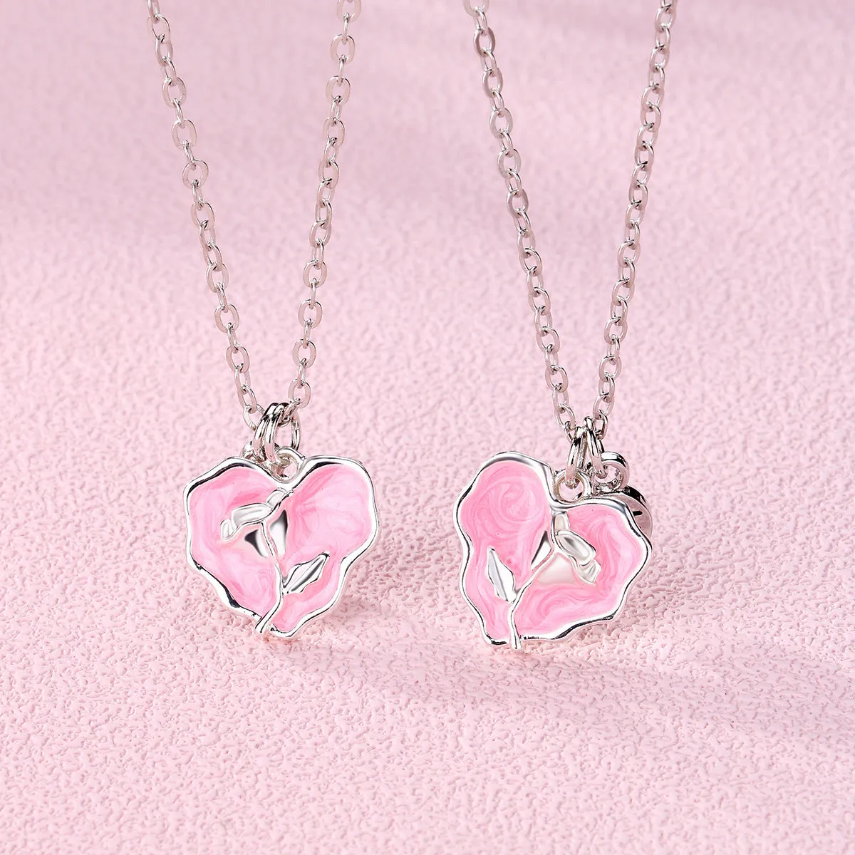 Rose Matching Best Friend Necklaces Gift Set for 2