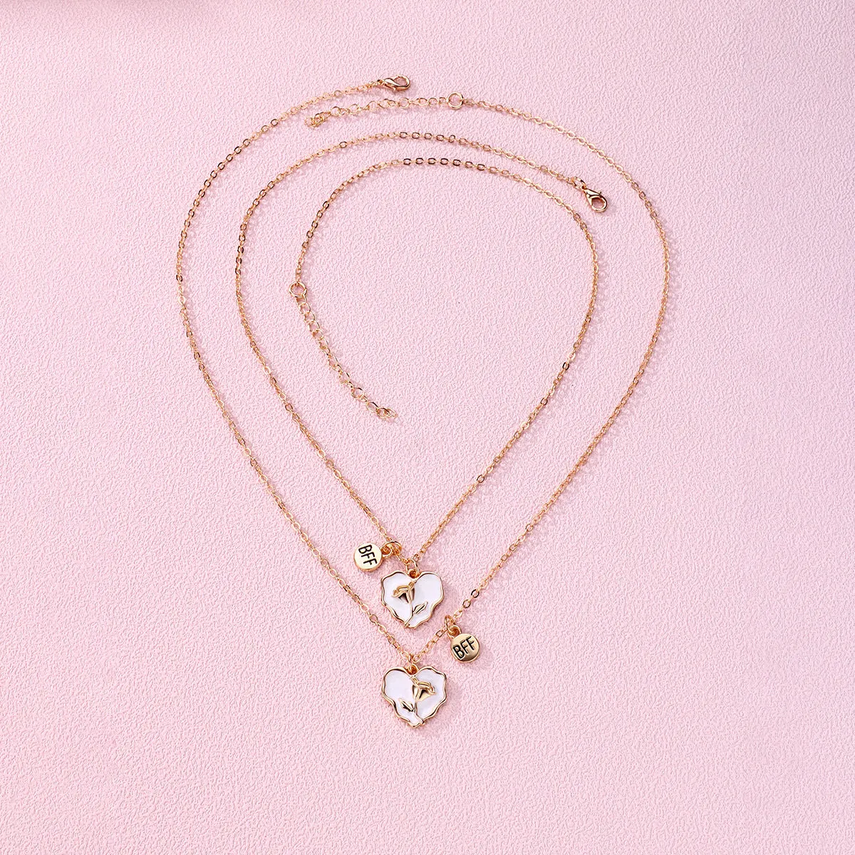 Rose Matching Best Friend Necklaces Gift Set for 2