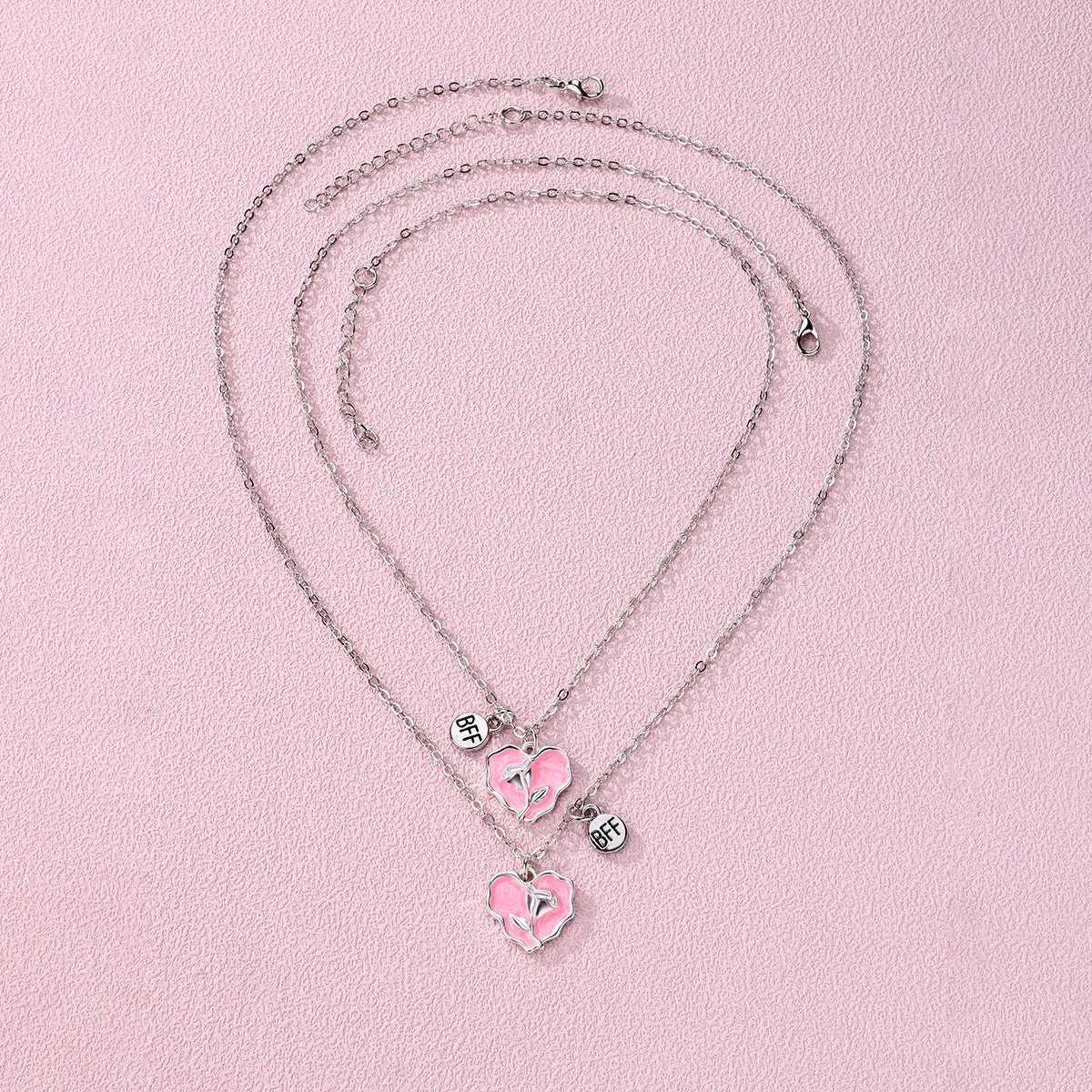 Rose Matching Best Friend Necklaces Gift Set for 2