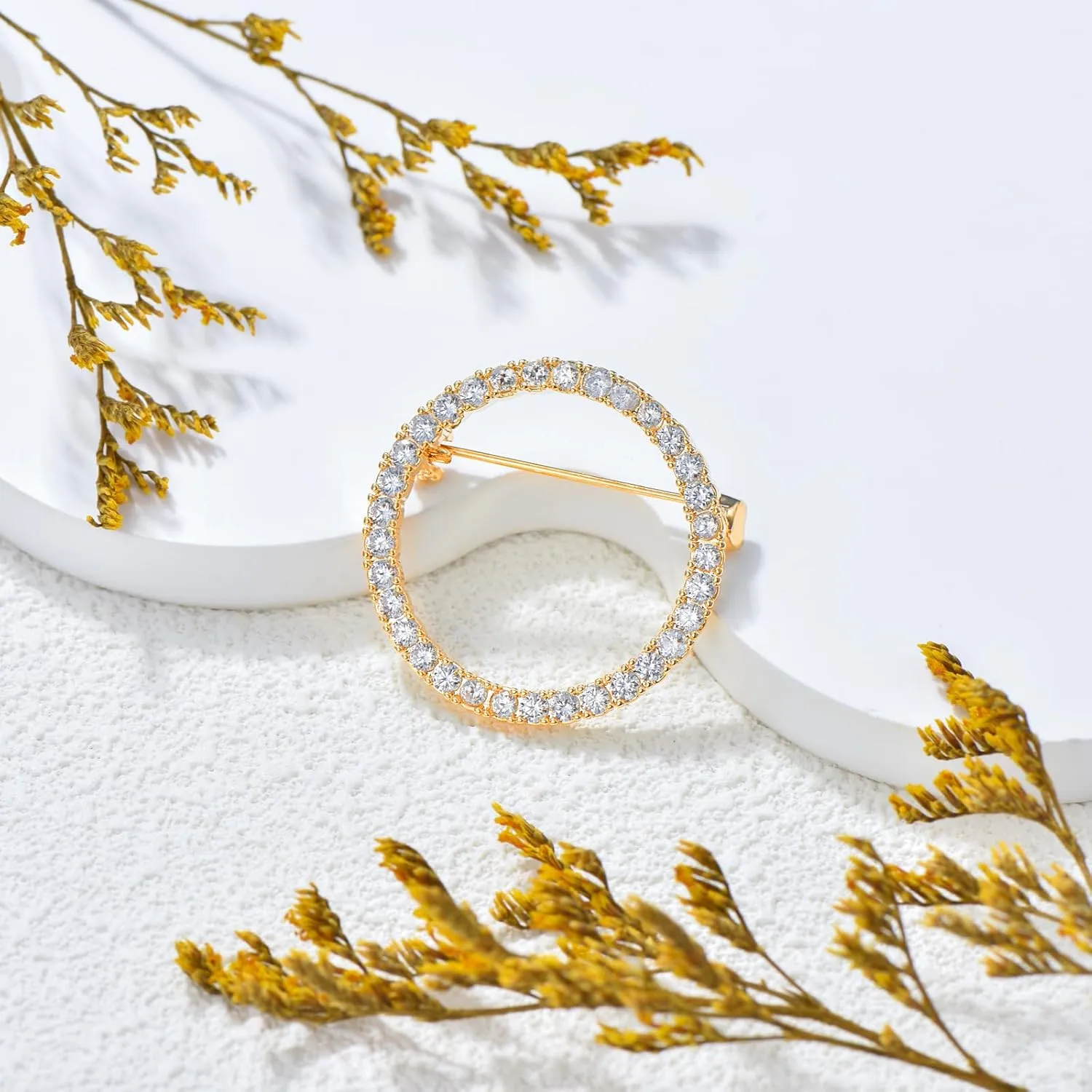 Round Brooch for Women Mother Round Rhinestone Brooch Lapel Pin Fashion Brooch Wedding Gift Jewelry for Mothers Day