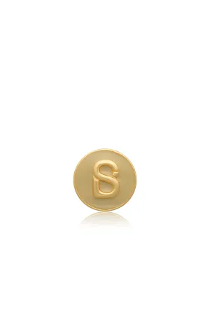 Round Pin Brooch - Beige/Gold