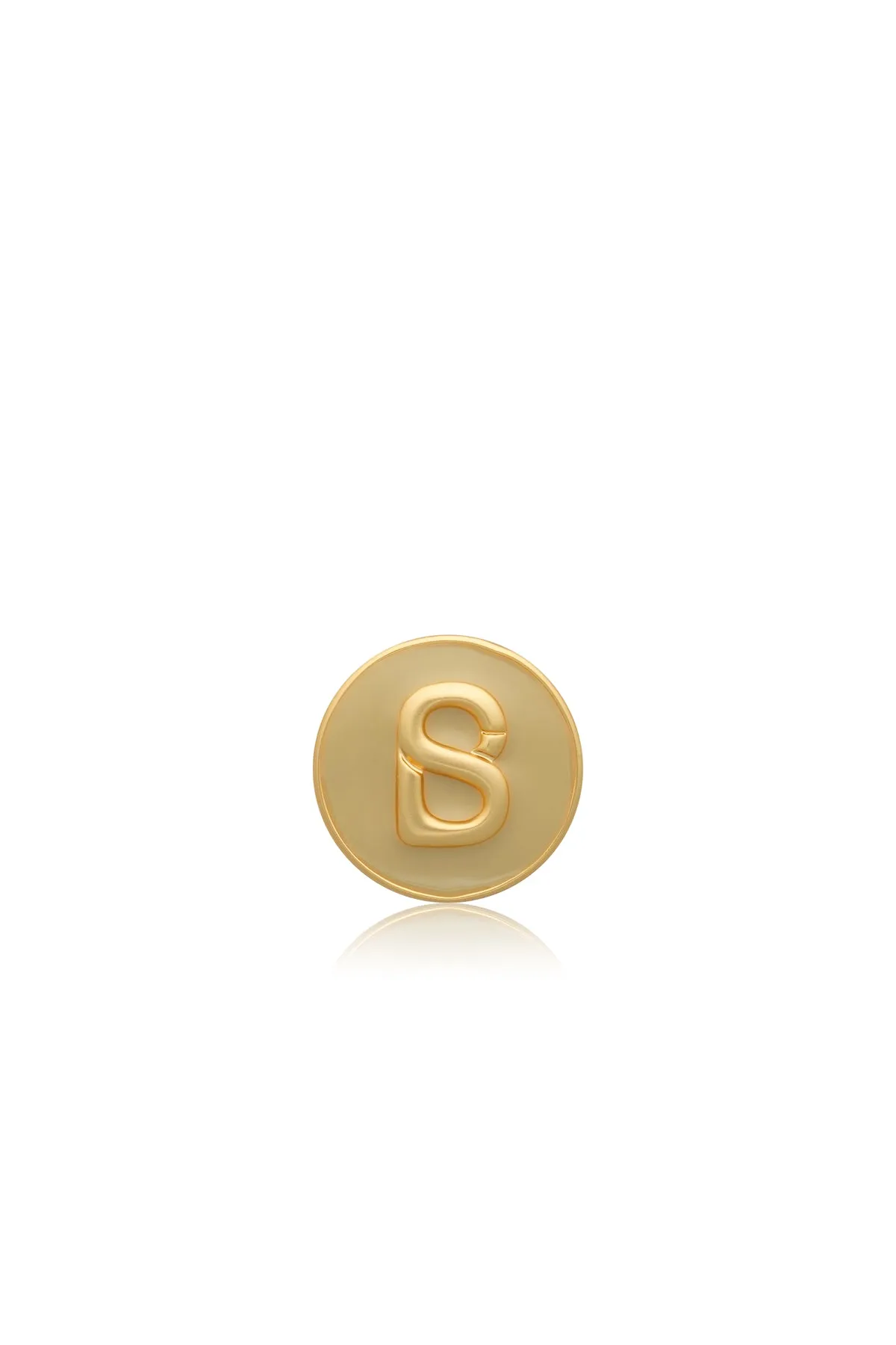 Round Pin Brooch - Beige/Gold